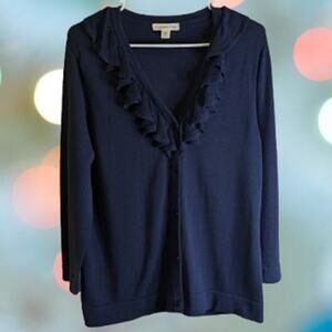 Coldwater Creek medium NWT blue button down cotton blend fall winter sweater.